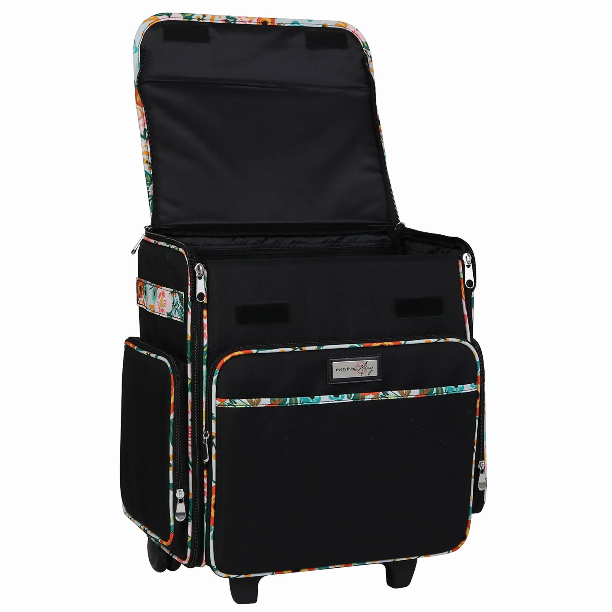 Everything Mary Black & Floral Rolling Scrapbook Travel Case